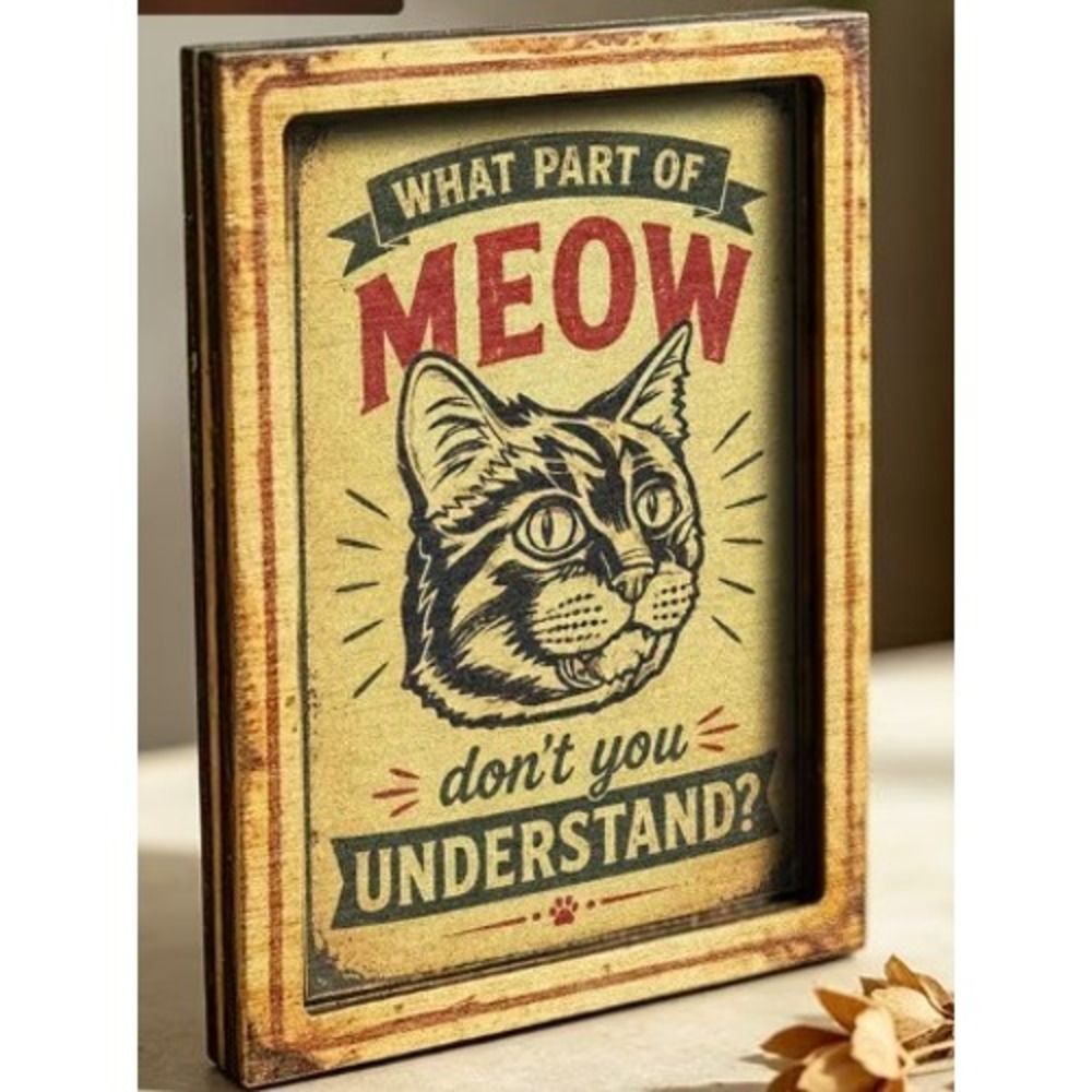 Meow Funny Cat Humor Framed Miniature Magnet New Cute!